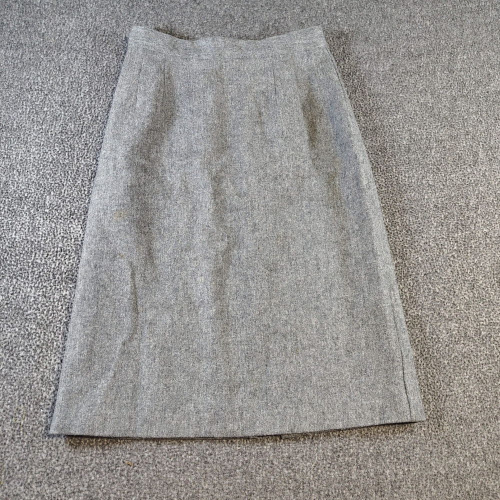 Block Island Wool Skirt Womens 11/12 Grey Vintage A-Line Midi Petites Office